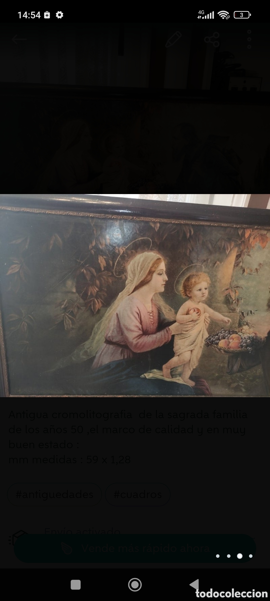 Arte: ANTIGUO CUADRO RELIGIOSO - Foto 4