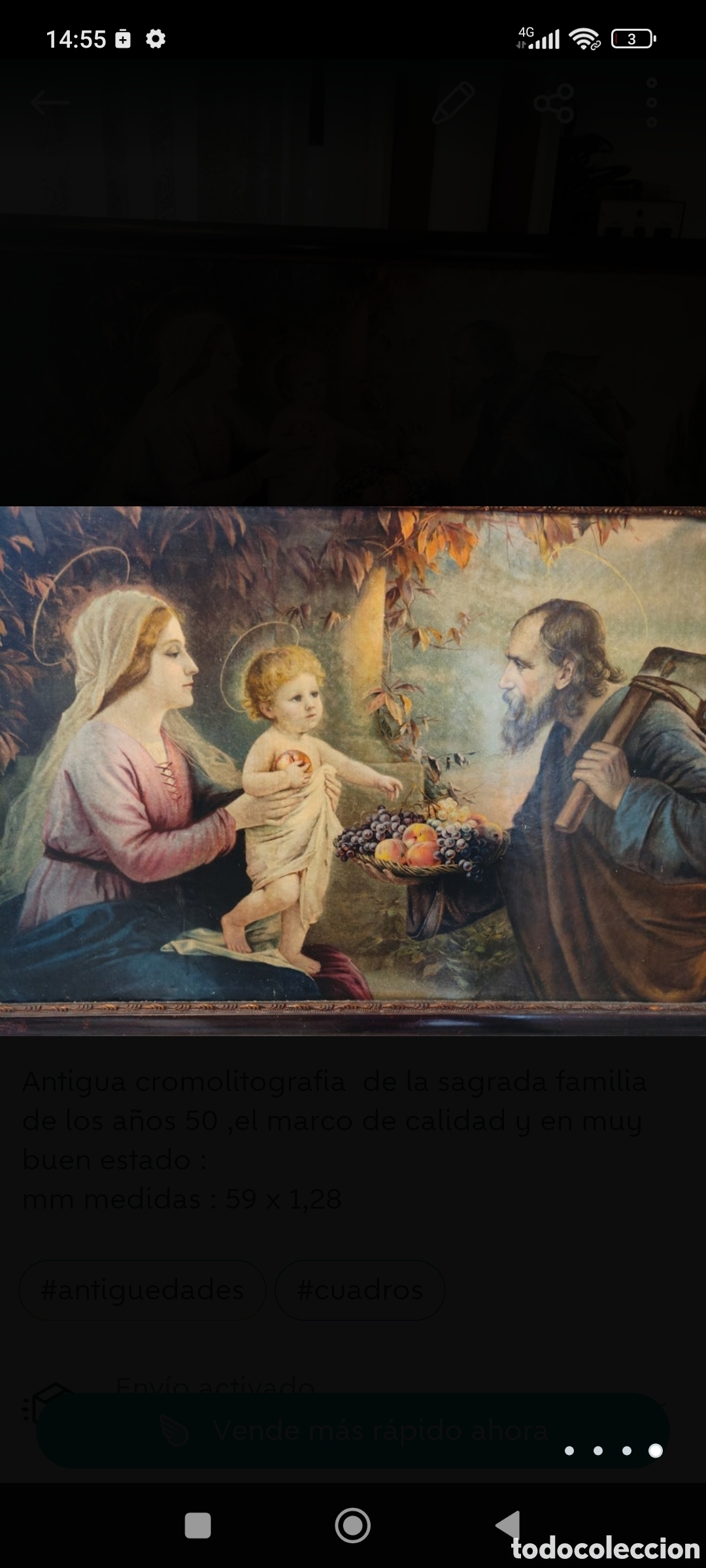 Arte: ANTIGUO CUADRO RELIGIOSO - Foto 5