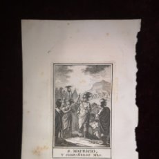 Arte: GRABADO RELIGIOSO - SAN MAURICIO Y COMPAÑEROS - AÑO 1847 - AÑO CRISTIANO - 11 X 17 CM - IMAG 5.50 X9. Lote 365117761