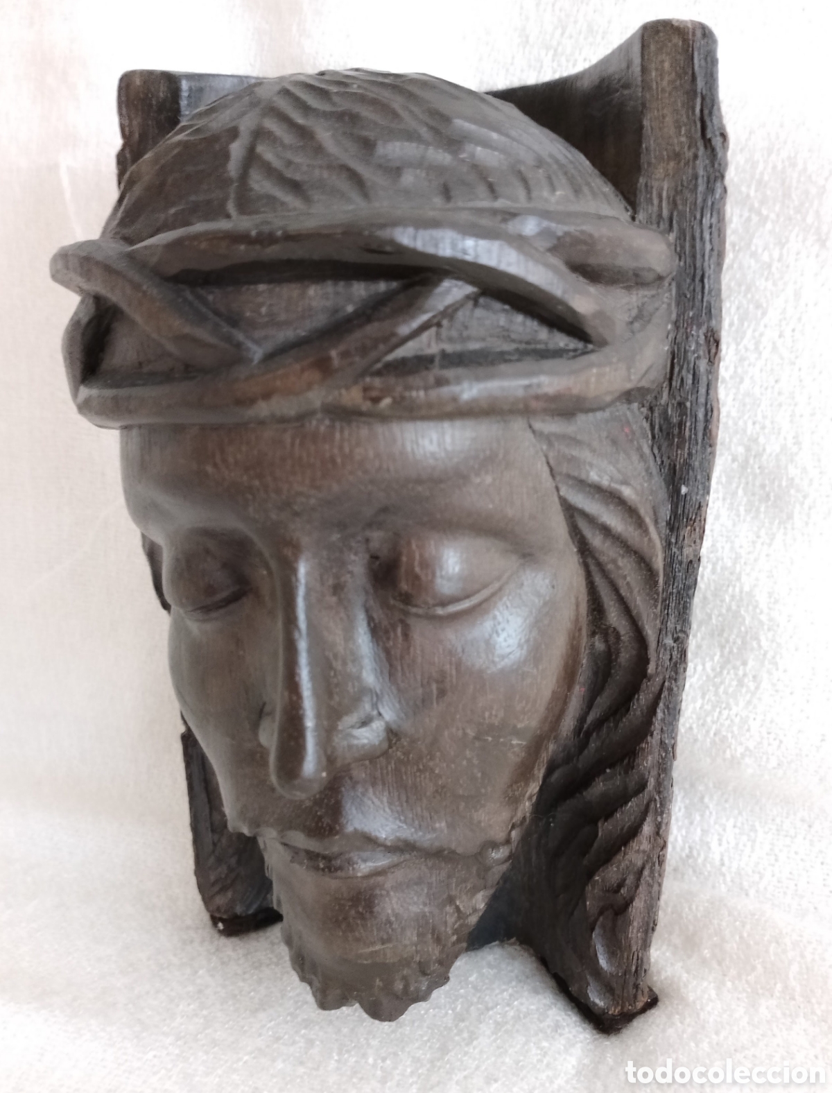Arte: Antiguo Busto Cristo Madera. - Foto 2