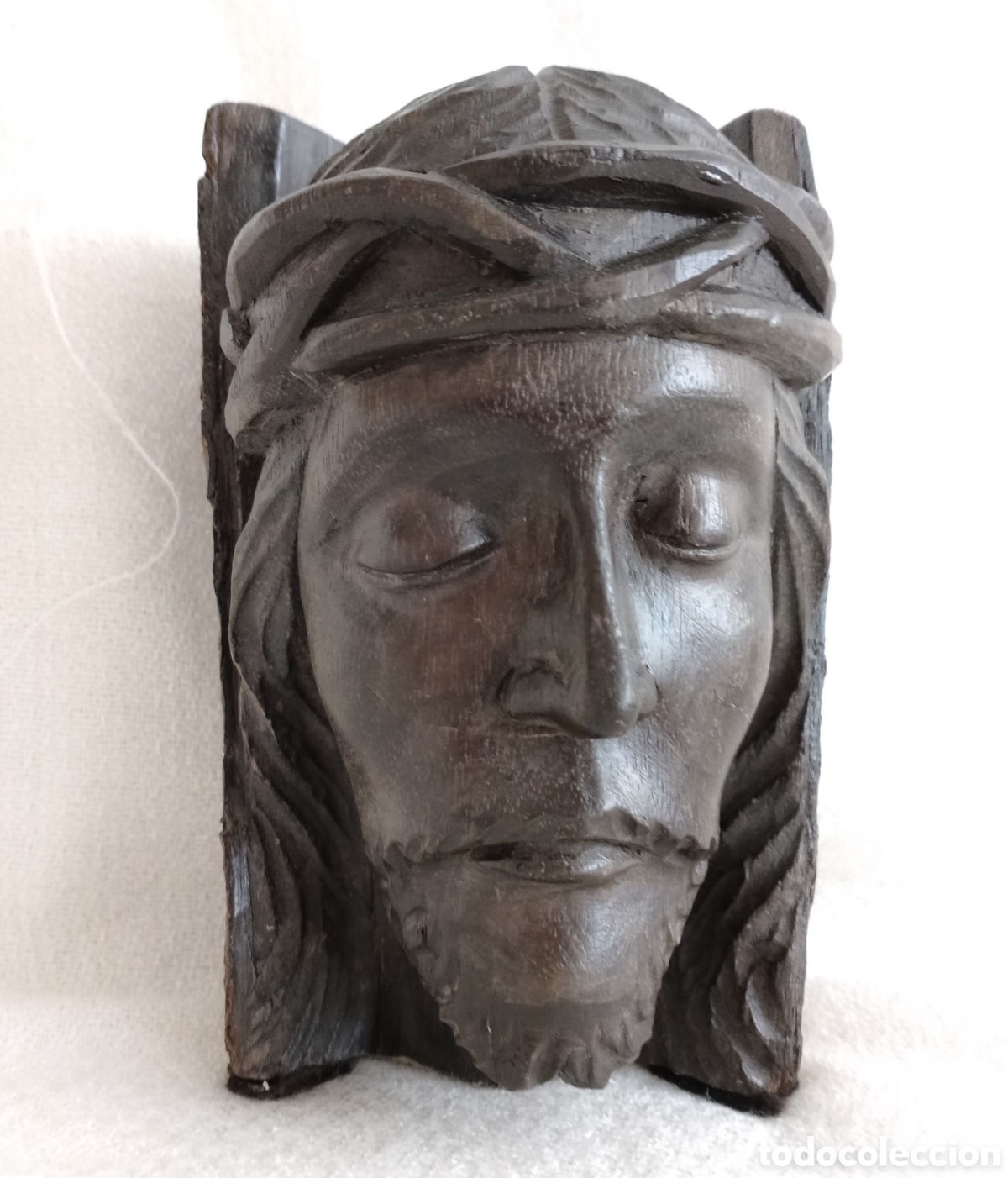 Arte: Antiguo Busto Cristo Madera. - Foto 3