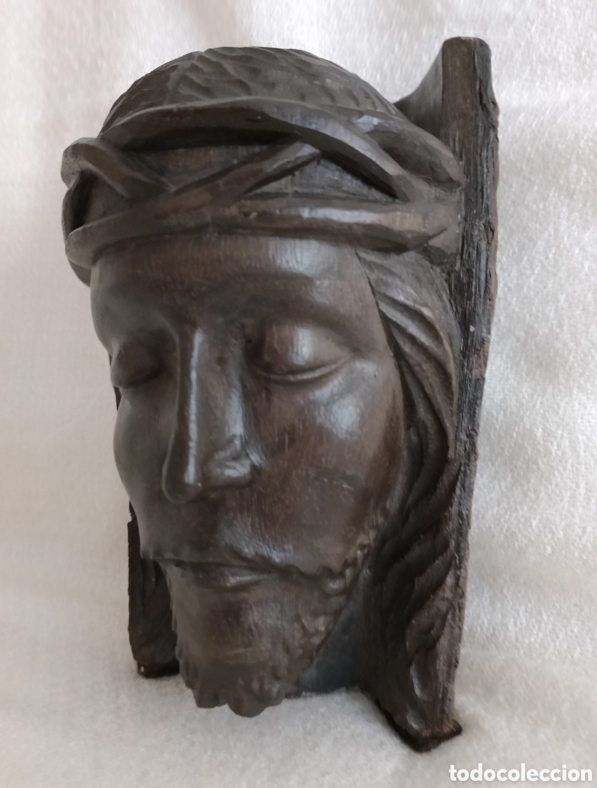 Arte: Antiguo Busto Cristo Madera. - Foto 4