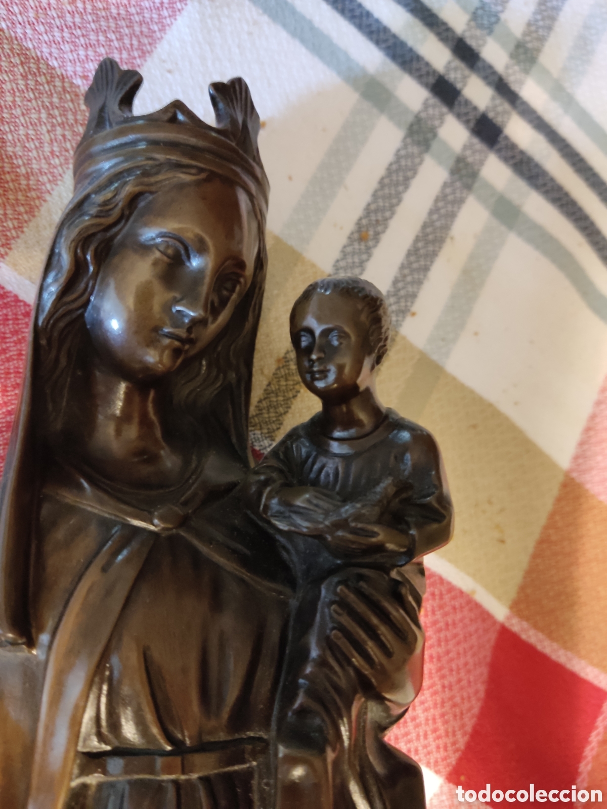 Arte: Virgen con ni&ntilde;o bronce - Foto 3