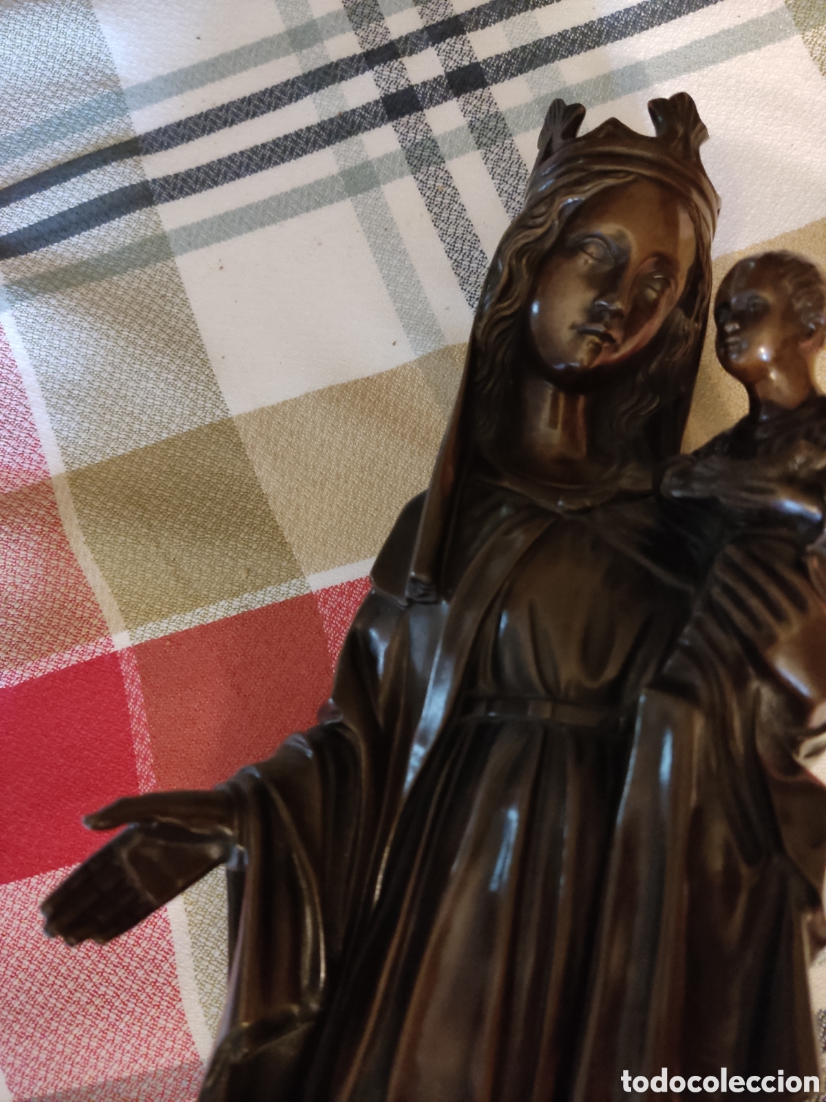 Arte: Virgen con ni&ntilde;o bronce - Foto 4