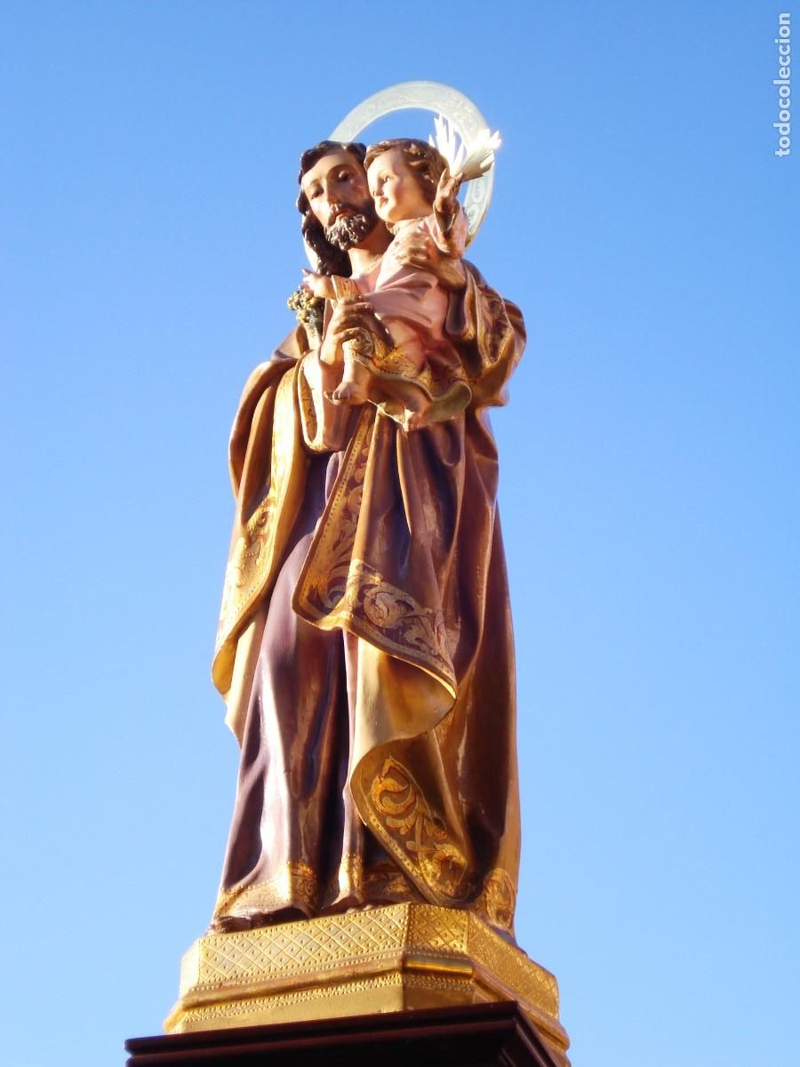 Kunst: SAN JOSE CON NI&Ntilde;O DORADO AL ORO FINO PASTA DE MADERA OJOS DE CRISTAL