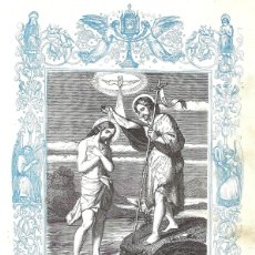 Arte: AÑO 1852 GRABADO RELIGIOSO - BAUTISMO DE NUESTRO SEÑOR JESUCRISTO - AÑO CRISTIANO - 17 X 26 CM