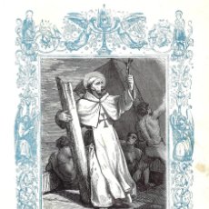 Arte: AÑO 1852 GRABADO RELIGIOSO - SAN JUAN DE MATA, FUNDADOR - AÑO CRISTIANO - 17 X 26 CM