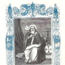Arte: AÑO 1852 GRABADO RELIGIOSO - SAN BRAULIO, OBISPO - AÑO CRISTIANO - 17 X 26 CM