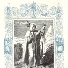 Arte: AÑO 1852 GRABADO RELIGIOSO - SAN EUSTASIO, ABAD Y MÁRTIR - AÑO CRISTIANO - 17 X 26 CM