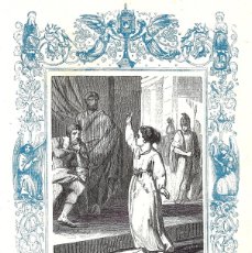 Arte: AÑO 1852 GRABADO RELIGIOSO - SANTA BALBINA, VIRGEN Y MÁRTIR - AÑO CRISTIANO - 17 X 26 CM