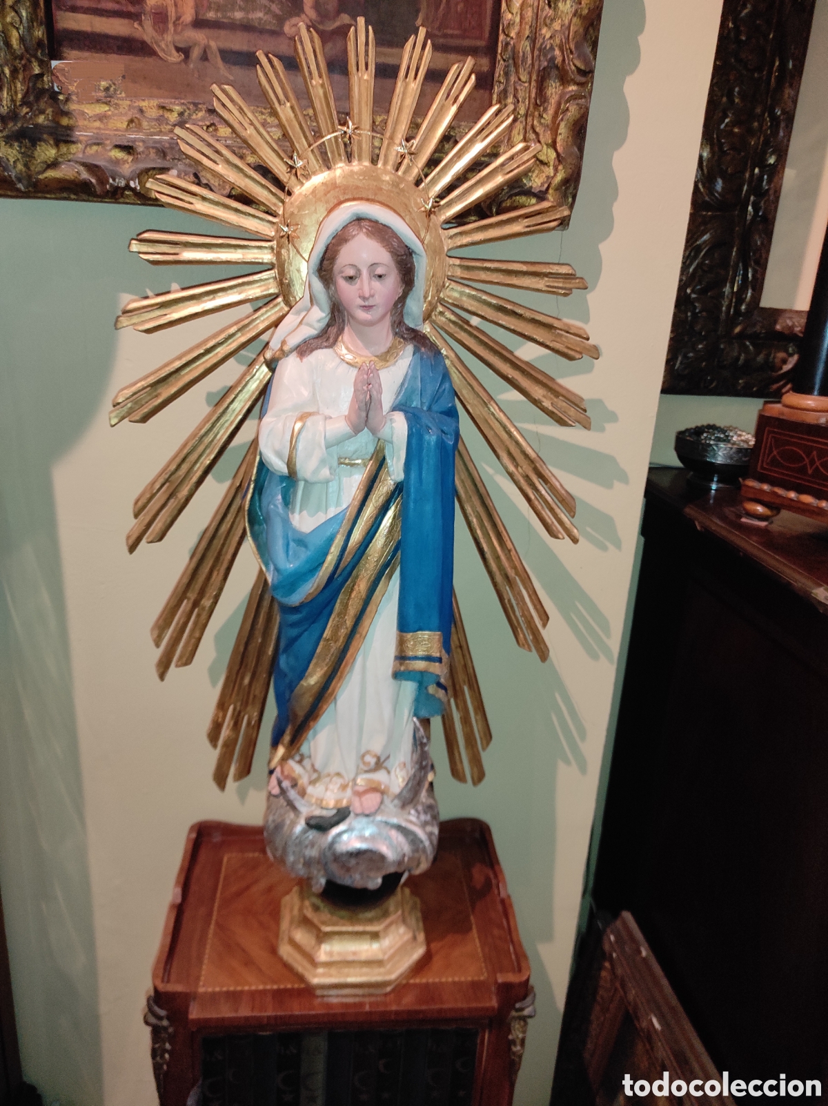 Art: Escultura de la Virgen de la Inmaculada - Madera Policromada - siglo XIX - XX