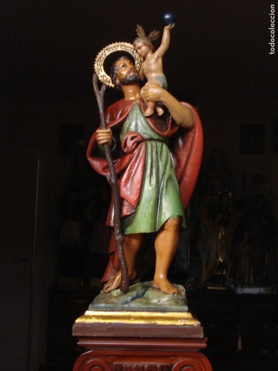 Arte: SAN CRIST&Oacute;BAL CON NI&Ntilde;O TALLA DE MADERA - Foto 3
