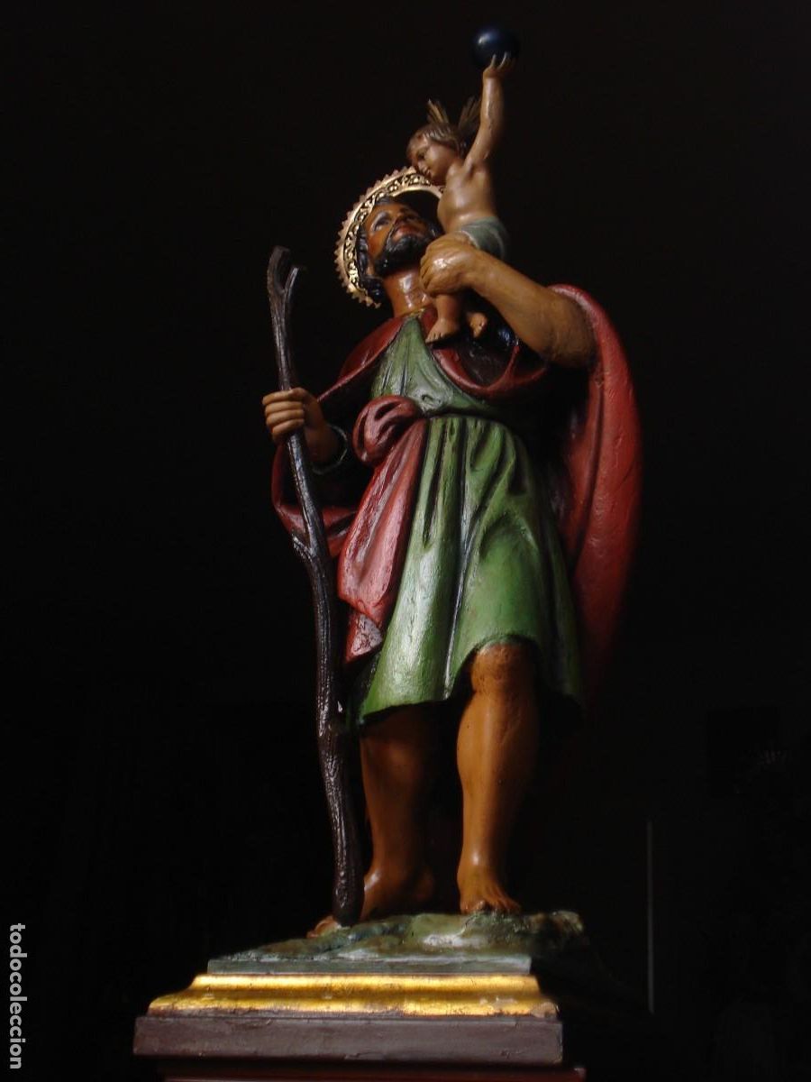 Arte: SAN CRIST&Oacute;BAL CON NI&Ntilde;O TALLA DE MADERA - Foto 8