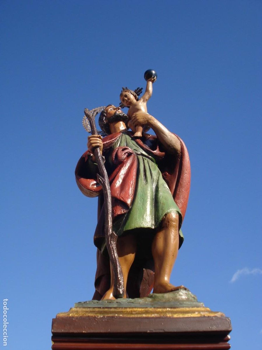 Arte: SAN CRIST&Oacute;BAL CON NI&Ntilde;O TALLA DE MADERA - Foto 2