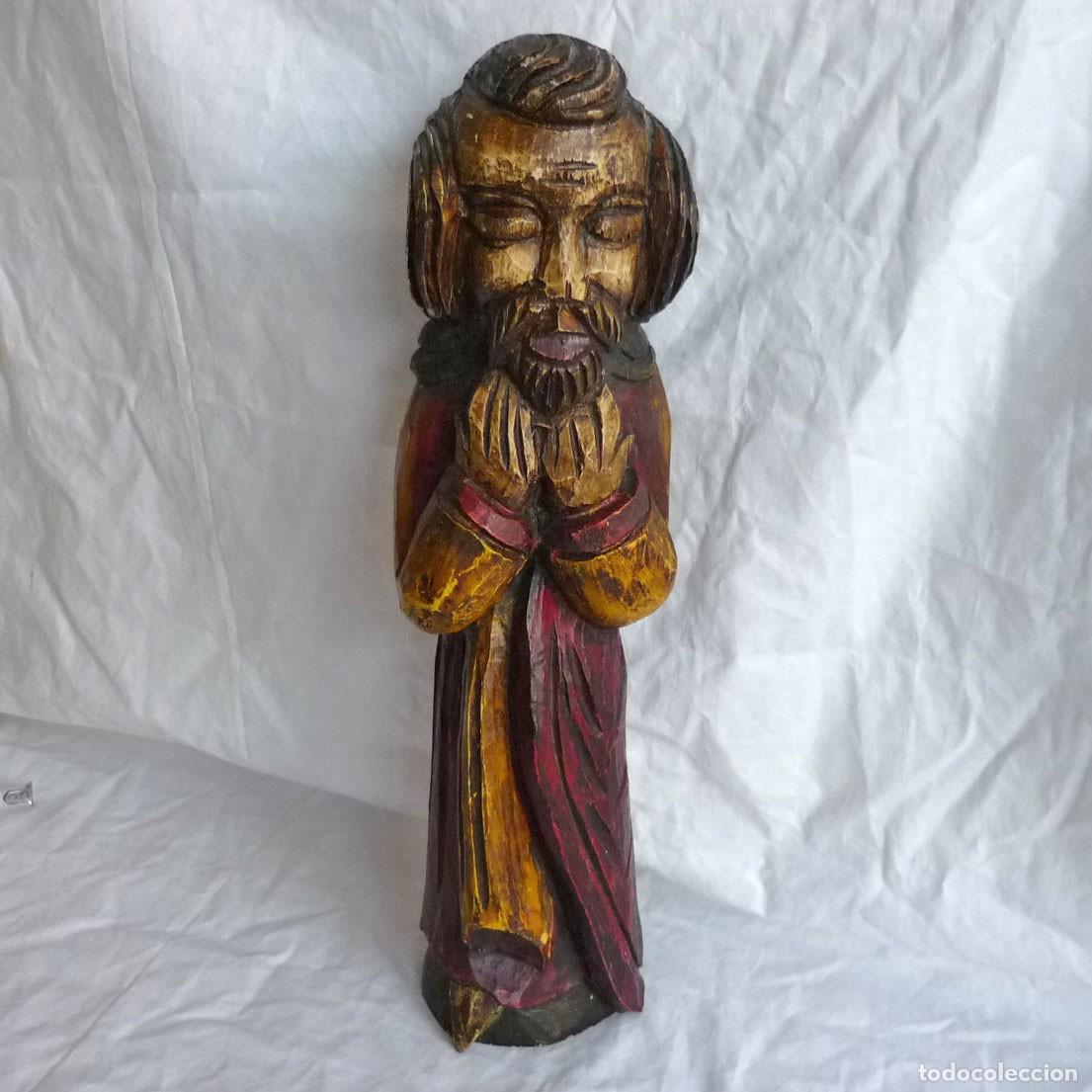Arte: Talla de monje en madera policromada - Foto 1