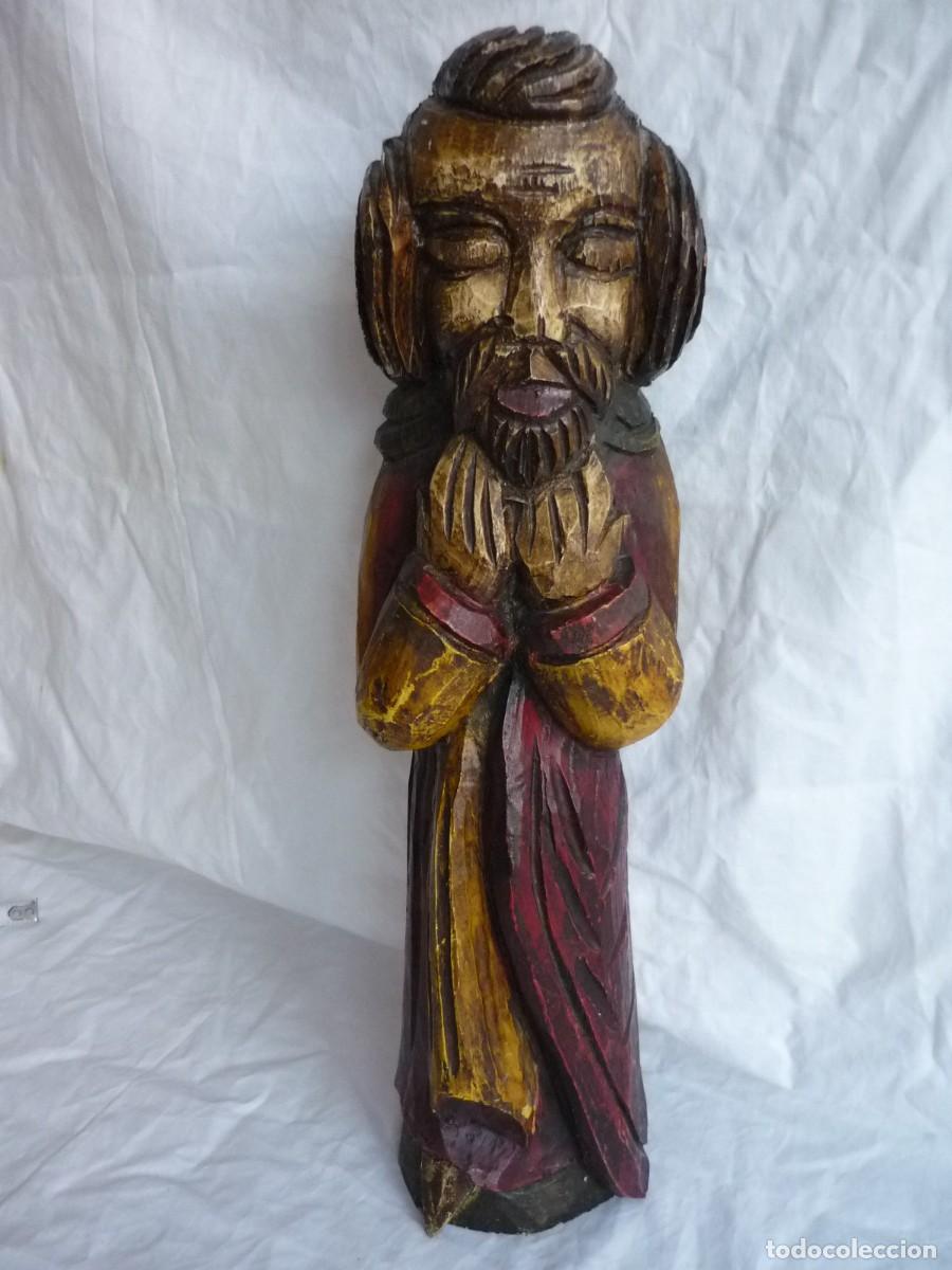 Arte: Talla de monje en madera policromada - Foto 2