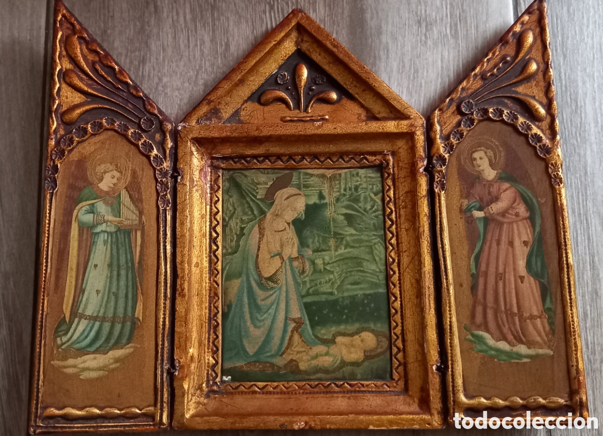 Arte: Antiguo triptico religioso - Foto 1