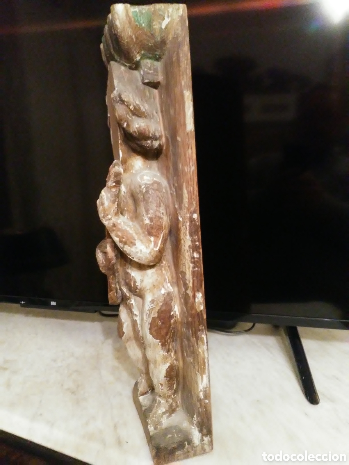 Arte: Angel de madera policromada con laud - Foto 4