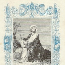 Arte: AÑO 1852 GRABADO RELIGIOSO - SAN MARCOS, EVANGELISTA - AÑO CRISTIANO - 17 X 26 CM