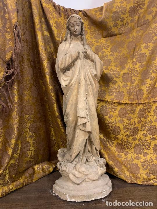 Arte: Encantadora Virgen Inmaculada o Purisima. Talleres de Olot. Gran tama&ntilde;o. 74cms