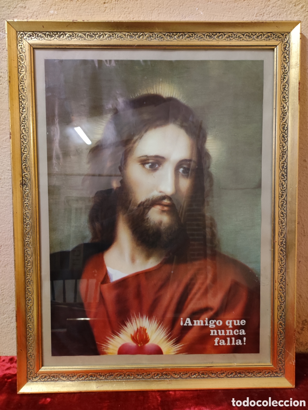 Arte: Estampa enmarcada coraz&oacute;n de Jes&uacute;s - Foto 1