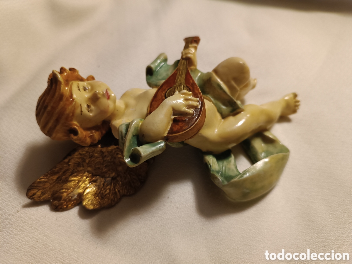 Arte: &Aacute;ngel de marmolina con laud - Foto 2