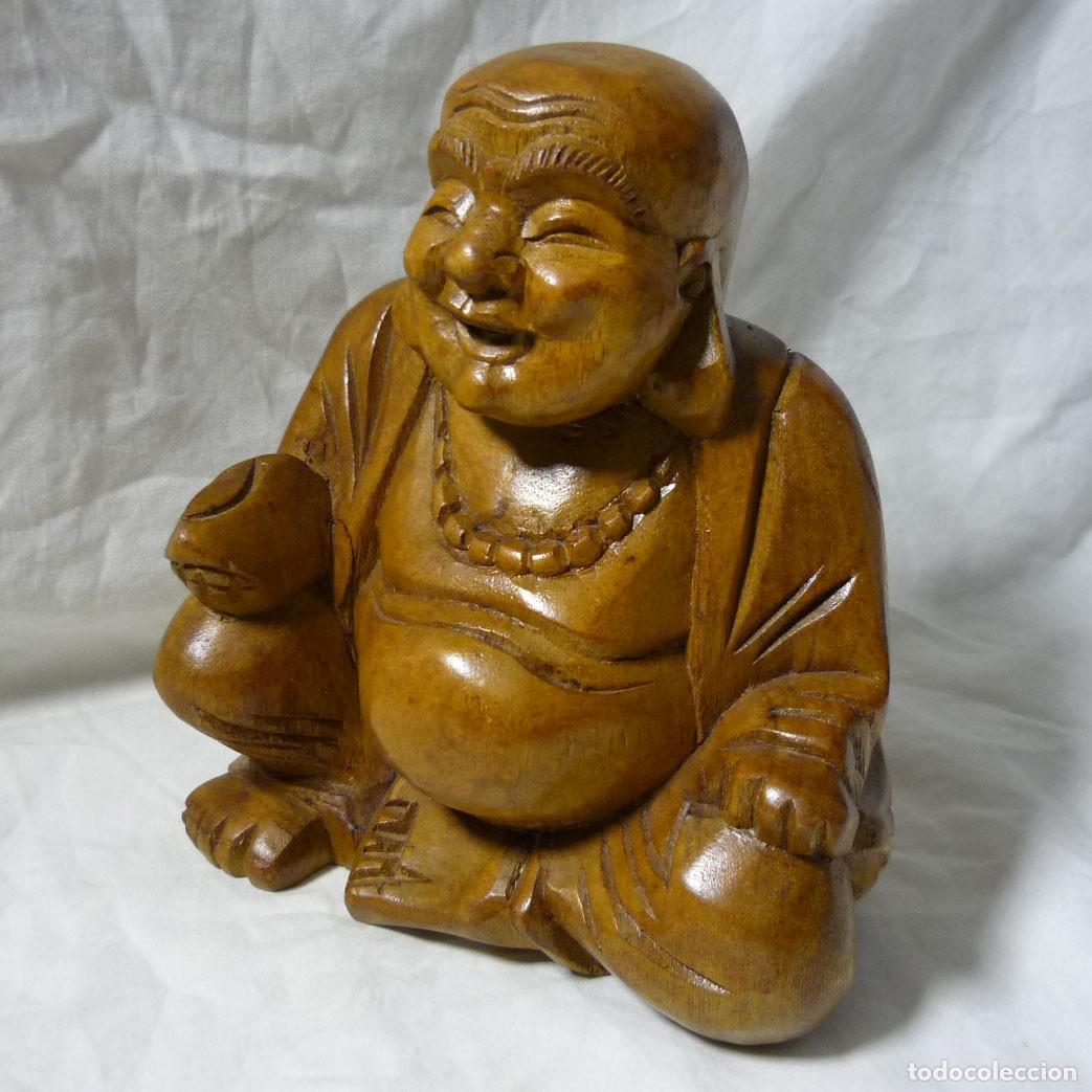 Arte: Talla en madera de buda sonriente - Foto 1