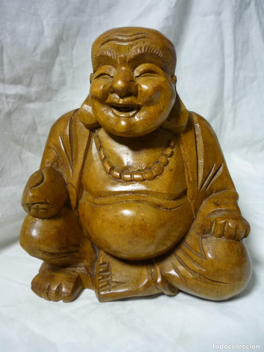 Arte: Talla en madera de buda sonriente - Foto 2