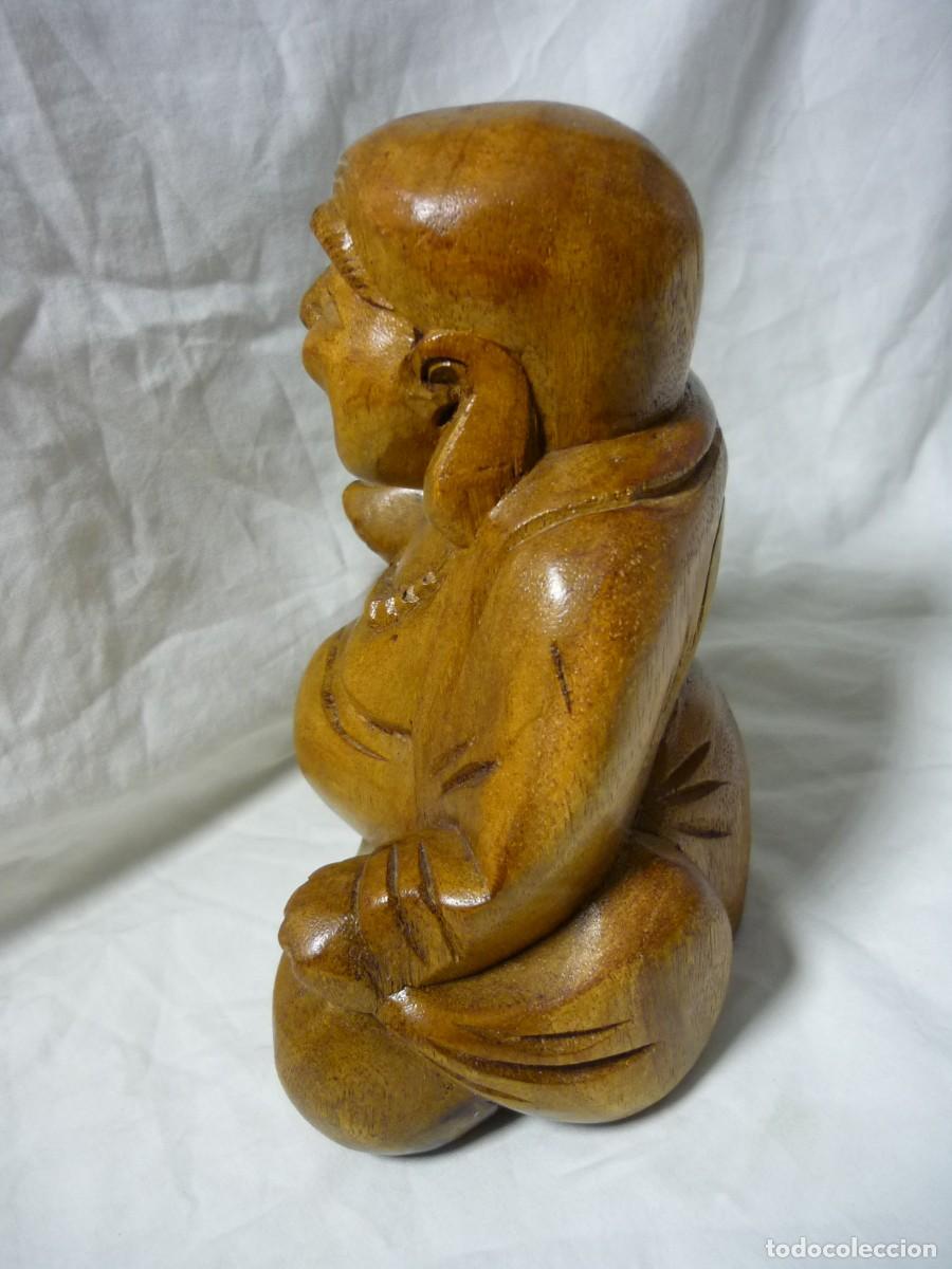 Arte: Talla en madera de buda sonriente - Foto 3