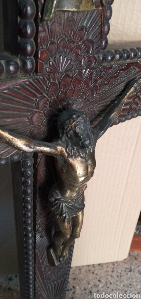 Arte: ANTIGUO CRUCIFIJO DE MADERA. - Foto 3