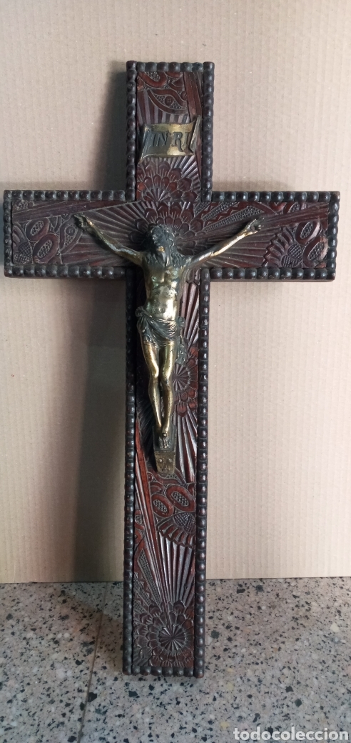 Arte: ANTIGUO CRUCIFIJO DE MADERA. - Foto 4