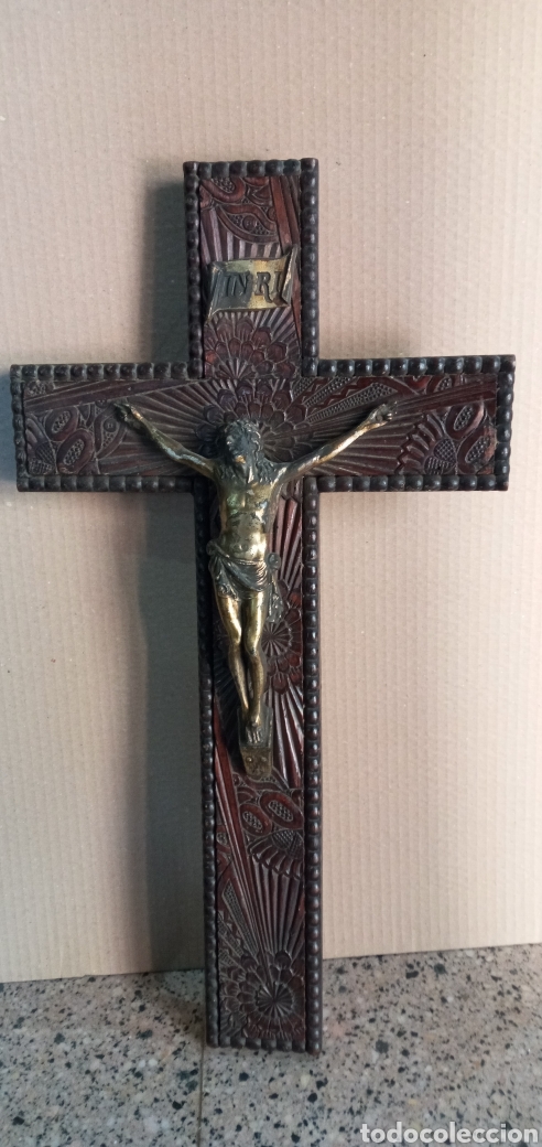 Arte: ANTIGUO CRUCIFIJO DE MADERA. - Foto 8