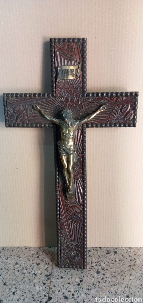 Arte: ANTIGUO CRUCIFIJO DE MADERA. - Foto 1