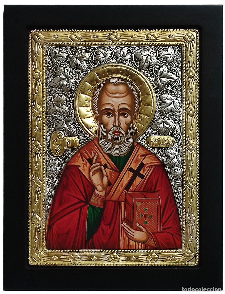 Arte: San Nicolas Icono de plata y oro - Foto 1
