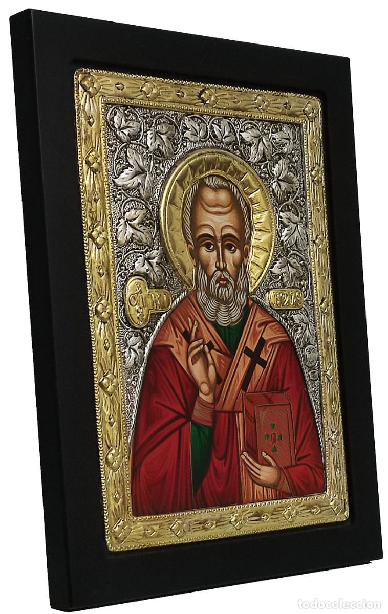 Arte: San Nicolas Icono de plata y oro - Foto 2