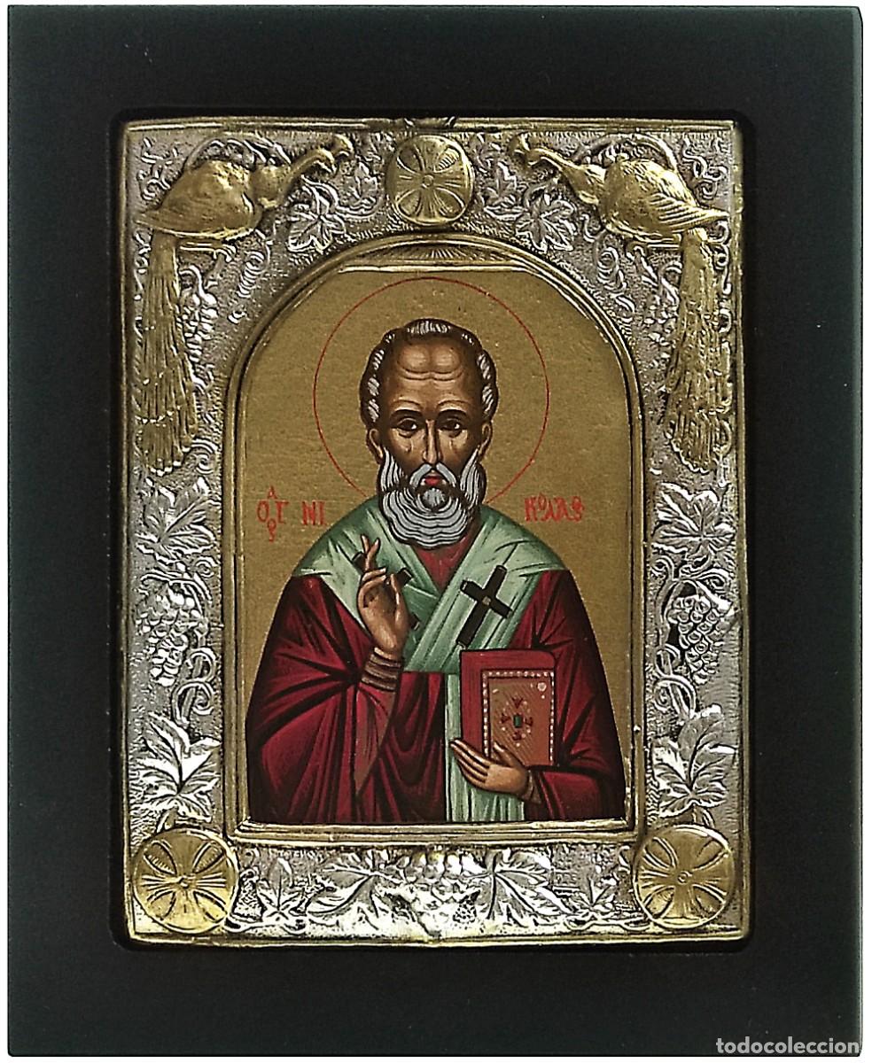 Arte: San Nicolas Icono de plata y oro - Foto 1