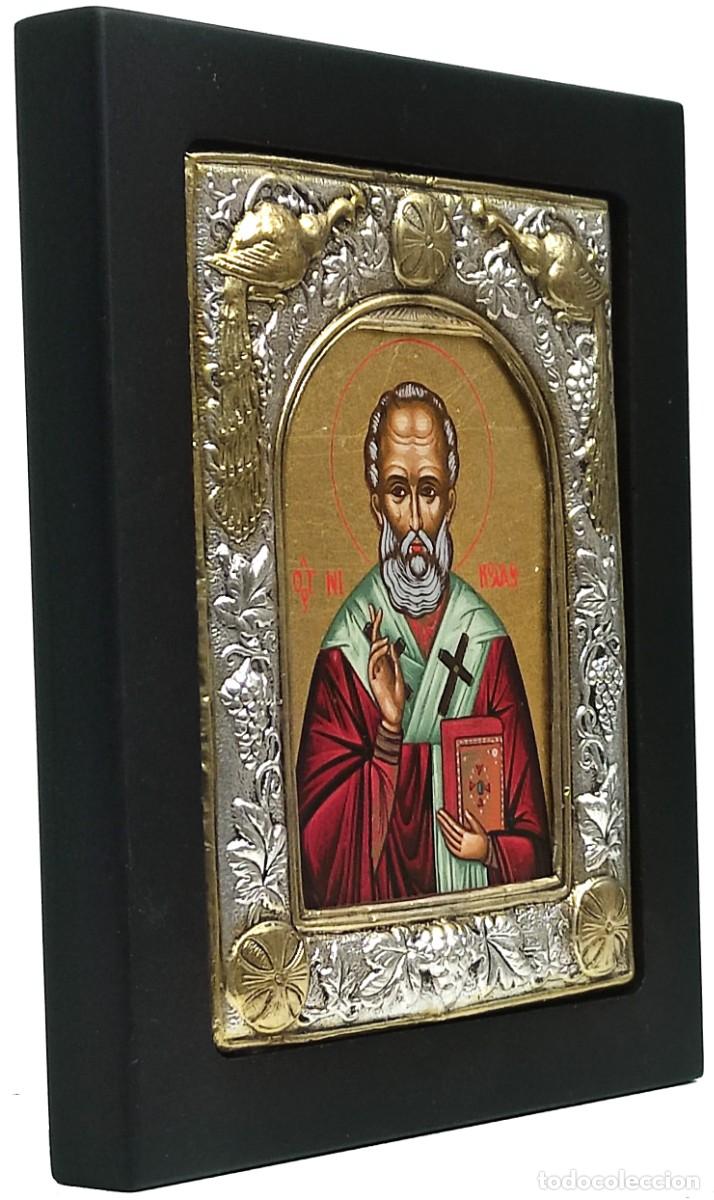 Arte: San Nicolas Icono de plata y oro - Foto 2