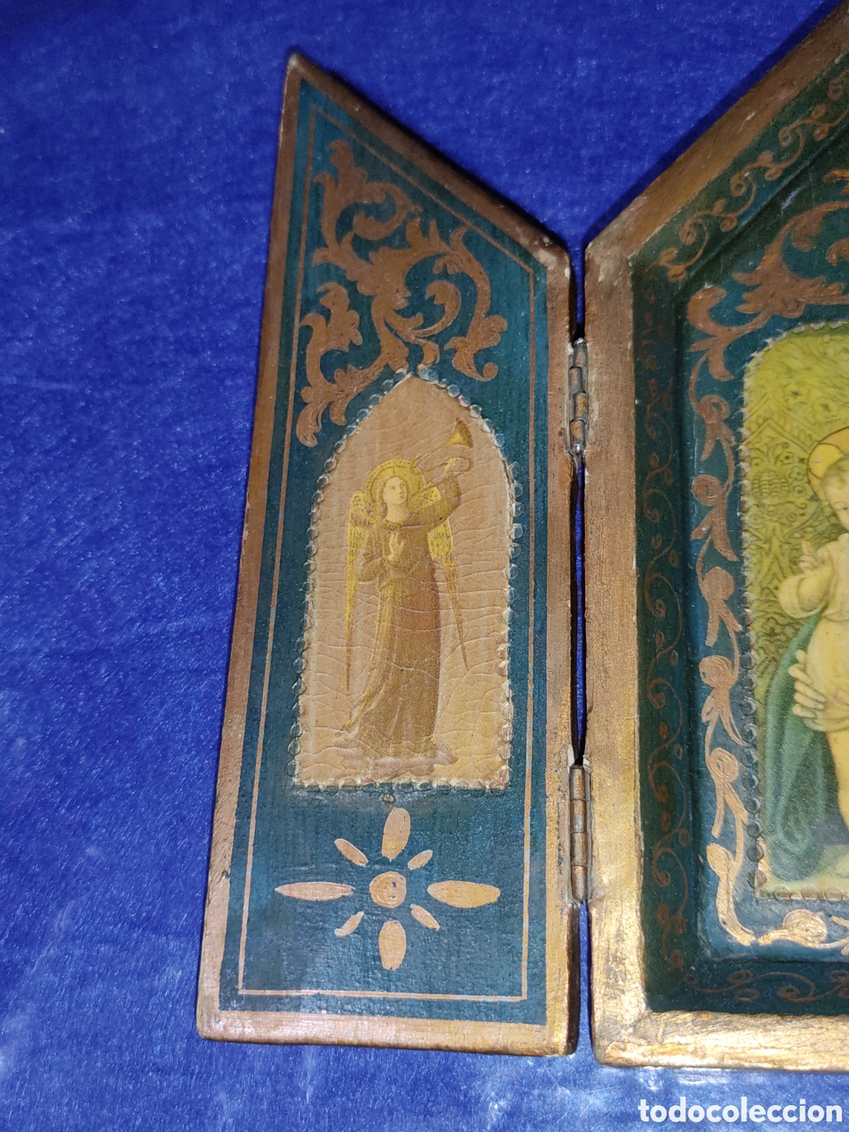 Arte: Tr&iacute;ptico de la virgen y el ni&ntilde;o Jesus de madera. - Foto 2