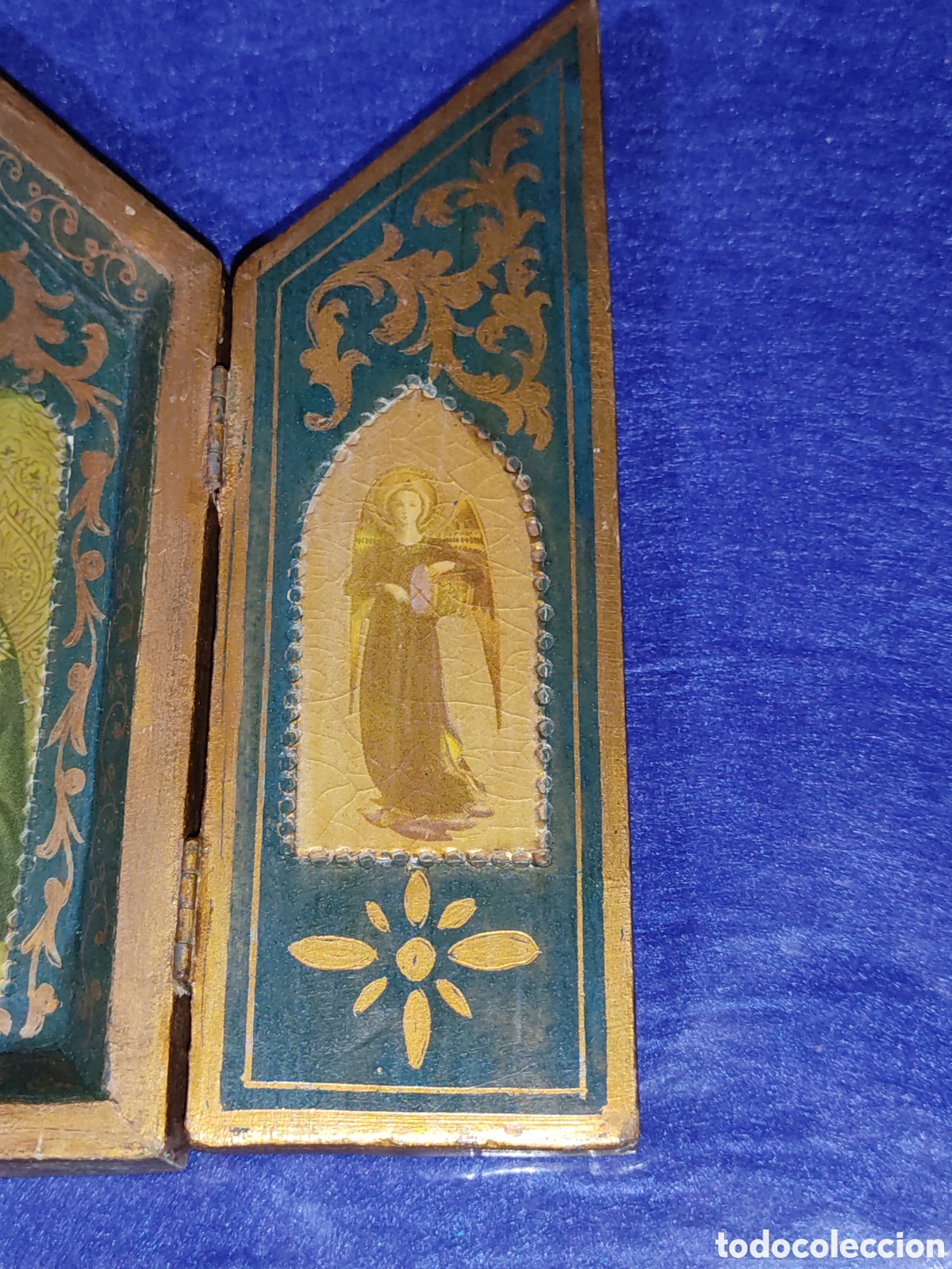 Arte: Tr&iacute;ptico de la virgen y el ni&ntilde;o Jesus de madera. - Foto 4