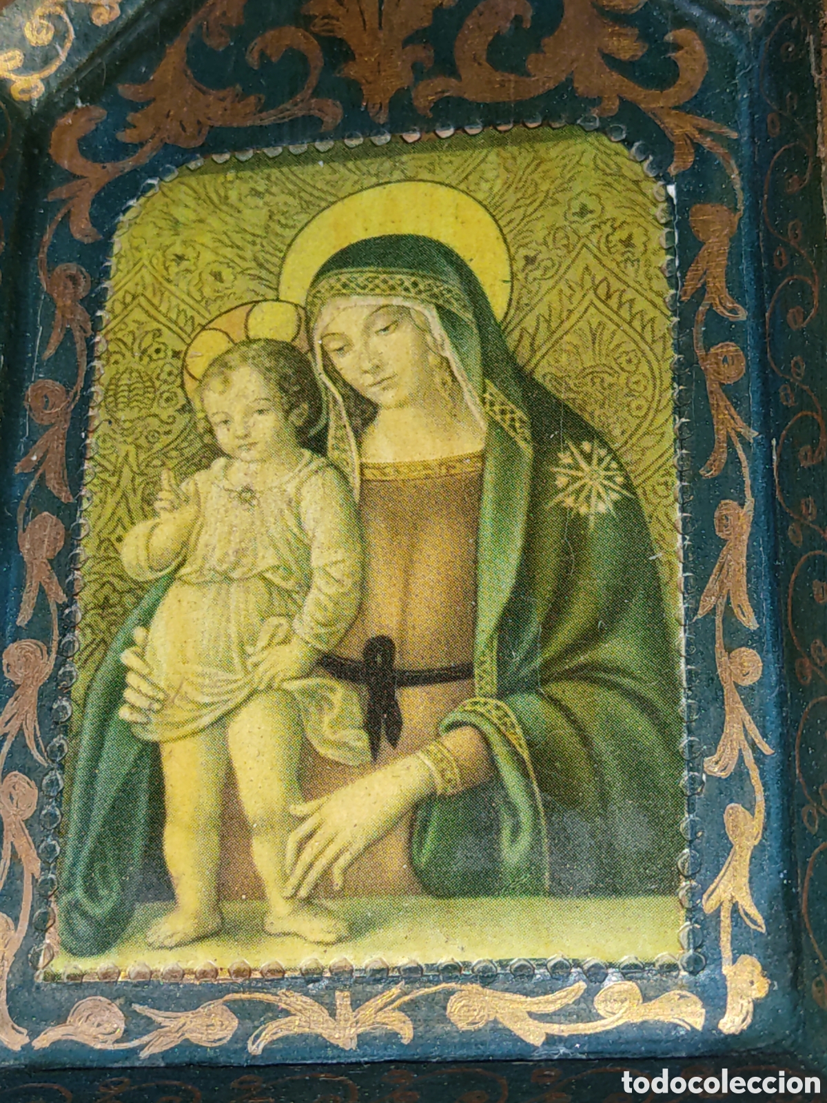 Arte: Tr&iacute;ptico de la virgen y el ni&ntilde;o Jesus de madera. - Foto 6