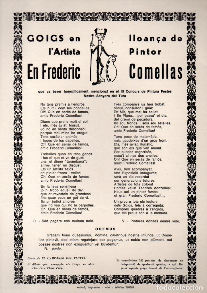 Arte: GOIGS A FREDERIC COMELLAS, PINTOR (IMP. AUBERT, OLOT) - Foto 1