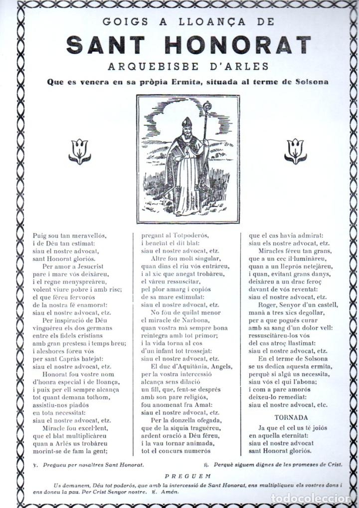 Arte: GOIGS SANT HONORAT (IMP. DACH, SOLSONA) - Foto 1