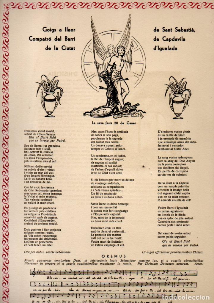 Arte: GOIGS DE SANT SEBASTI&Agrave; - CAPDEVILA, IGUALADA (IMP. MARIM&Oacute;N, V.DEL CAM&Iacute;, 1960) - Foto 1