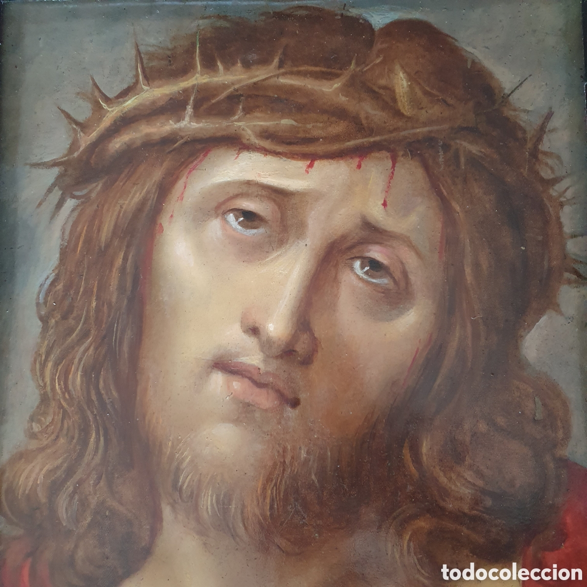 Arte: Oleo sobre cobre siglo XVII Cristo - Foto 2