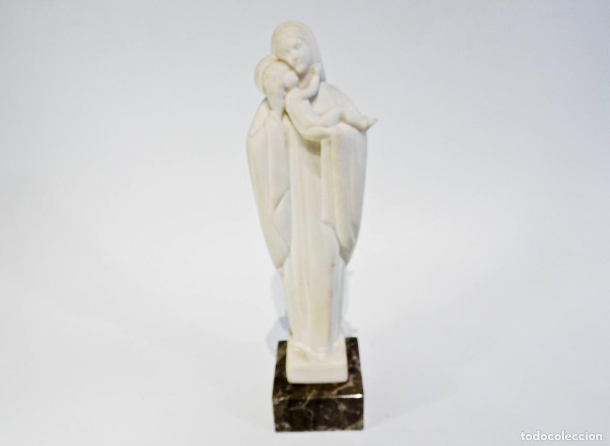 Kunst: Figura Art Deco Virgen tallada en m&aacute;rmol Firmada H. Baron