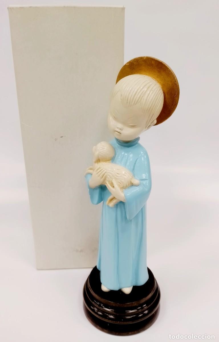 Arte: NI&Ntilde;O JES&Uacute;S DE PIE CON CORDERO 23cm. - Foto 4