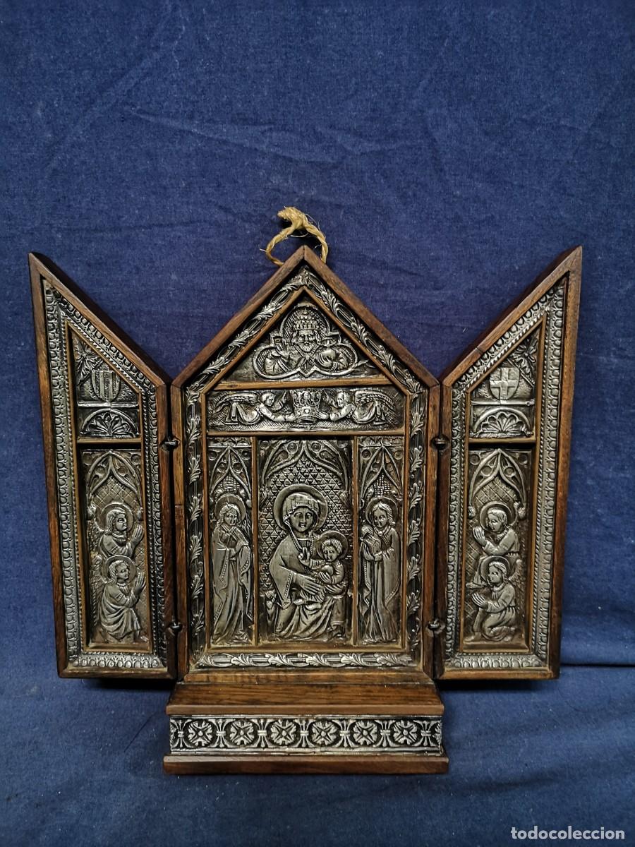 Arte: TRIPTICO RELIGIOSO EN PLATA - Foto 2