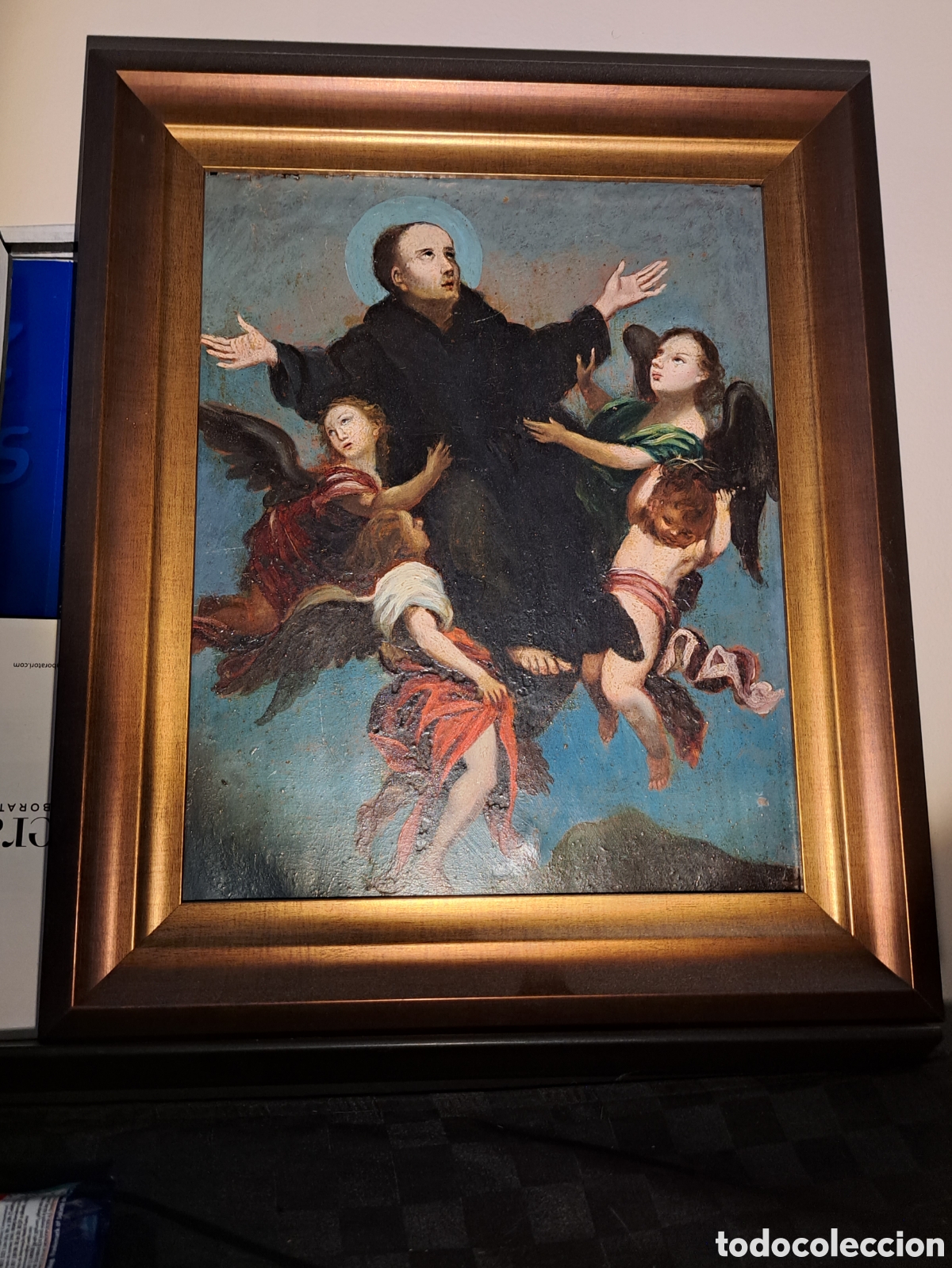Art: SAN PEDRO REGALADO PATRON DE LOS TOREROS Y DE VALLADOLID SXIX oleo sobre metal