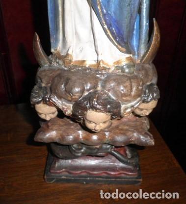 Arte: VIRGEN INMACULADA EN MADERA MACIZA. POSIBLEMENTE BARROCA - Foto 3