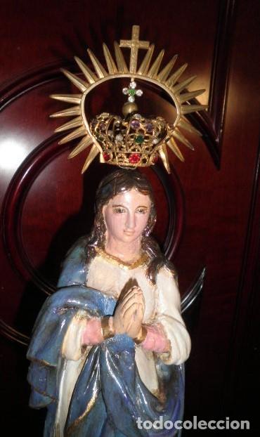 Arte: VIRGEN INMACULADA EN MADERA MACIZA. POSIBLEMENTE BARROCA - Foto 6